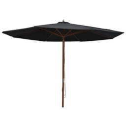 Berkfield Durable Outdoor Parasol With Wooden Pole 350 Cm Black - thumbnail 2