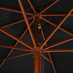 Berkfield Durable Outdoor Parasol With Wooden Pole 350 Cm Black - thumbnail 6