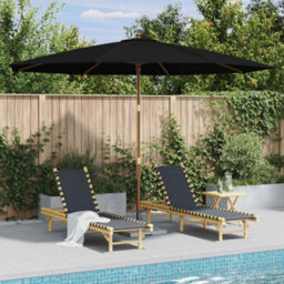 Berkfield Durable Outdoor Parasol With Wooden Pole 350 Cm Black - thumbnail 1
