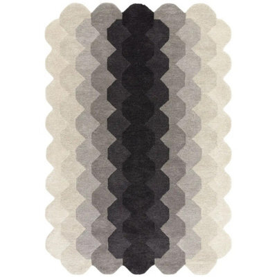Black Charcoal Abstract 12mm Thick Stain-Resistant Rug For Bedroom, & Living Room, Easy To Clean Wool Rug-66Cm X 200Cm - image 1