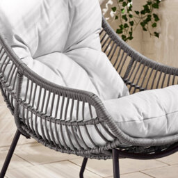 Furniturebox Tahiti Comfy Garden Lounger Chair + Footstool Grey Rattan - Wicker Outdoor Patio Deck Egg Sun Lounge Garden Chair - thumbnail 3