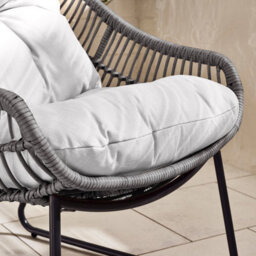 Furniturebox Tahiti Comfy Garden Lounger Chair + Footstool Grey Rattan - Wicker Outdoor Patio Deck Egg Sun Lounge Garden Chair - thumbnail 4