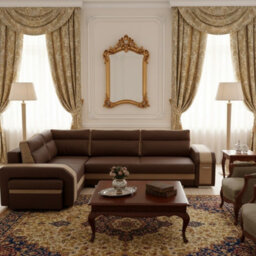 Assan Corner Sofa Bed With Ottoman Wooden Frame Wave Spring Foam Loose Pillows Brown And Beige Left Side - thumbnail 1
