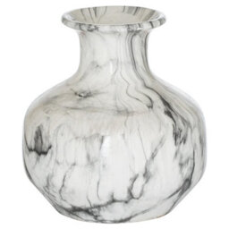 Wyld Haus Marble Glaze Squat Ceramic Vase - Hand-Dipped Unique Finish, White, 240 X 260 mm - thumbnail 2