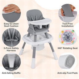 Gainoom 16-In-1 Grey Convertible Baby High Chair Multifunctional Kids Chair - thumbnail 9