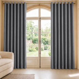 Aspire Homeware Charcoal Linen 100% Blackout Curtain Thermal Insulated Eyelet Curtain Pair (W)228Cm X (D)228Cm With Tie Back - thumbnail 9