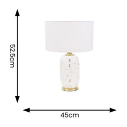 Valuelights India Gold Metal And White Confetti Glass Table Lamp With White Drum Lampshade - Led Bulb Included - thumbnail 5