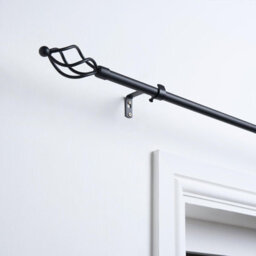 OHS Curtain Pole Extendable Metal Finnials Twist End Rings Rod Fittings, Black - thumbnail 1