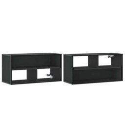 Berkfield Tv Cabinet Black 80X31X39.5 Cm Engineered Wood And Metal - thumbnail 7