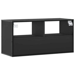 Berkfield Tv Cabinet Black 80X31X39.5 Cm Engineered Wood And Metal - thumbnail 6