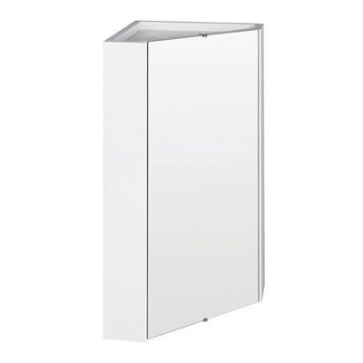 Homestylestore White Wall Mounted Bathroom Mirrored Corner Cabinet 650 X 459mm - image 1