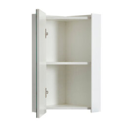 Homestylestore White Wall Mounted Bathroom Mirrored Corner Cabinet 650 X 459mm - thumbnail 2