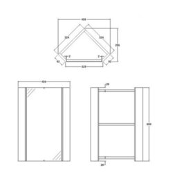 Homestylestore White Wall Mounted Bathroom Mirrored Corner Cabinet 650 X 459mm - thumbnail 4