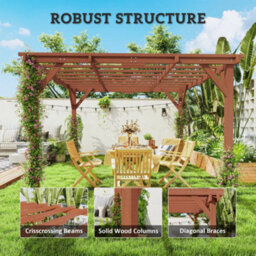 Outsunny 3.3 X 3.3(M) Wooden Pergola Kit, Graden Pergola Gazebo - thumbnail 4