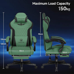 Gtplayer Gaming Chair Fabric, High Back Computer Chairs With Footrest For Adults, Ergonomic Pc Chair For Home Office, Green - thumbnail 3