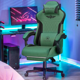 Gtplayer Gaming Chair Fabric, High Back Computer Chairs With Footrest For Adults, Ergonomic Pc Chair For Home Office, Green - thumbnail 2