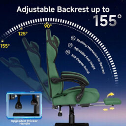 Gtplayer Gaming Chair Fabric, High Back Computer Chairs With Footrest For Adults, Ergonomic Pc Chair For Home Office, Green - thumbnail 6
