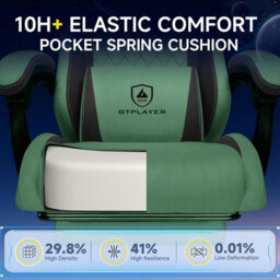 Gtplayer Gaming Chair Fabric, High Back Computer Chairs With Footrest For Adults, Ergonomic Pc Chair For Home Office, Green - thumbnail 9