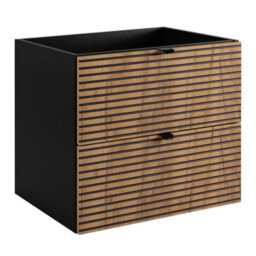 Heze Furniture Loft Modern Style Ribbed Door 60Cm Bathroom Cabinet Vanity Unit With Worktop - Gold Craft Oak - thumbnail 2