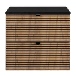 Heze Furniture Loft Modern Style Ribbed Door 60Cm Bathroom Cabinet Vanity Unit With Worktop - Gold Craft Oak - thumbnail 3