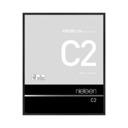 Nielsen C2 Brushed Black Aluminium Picture Frame 40X50Cm - With Float Glass And Push/turn Clips