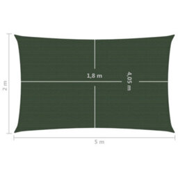 Berkfield Sunshade Sail 160 G/m2 Dark Green 2X5 M Hdpe - thumbnail 6
