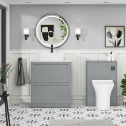 Royal Bathrooms Royal Bathroom Elmore 700mm Matt Pebble Grey Freestanding Countertop Bathroom Vanity Unit 2 Drawer With Cube Basin - thumbnail 5