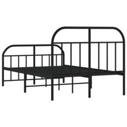 Berkfield Metal Bed Frame With Headboard And Footboard Black 120X190 Cm - thumbnail 8