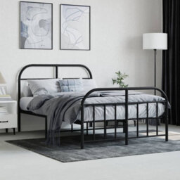 Berkfield Metal Bed Frame With Headboard And Footboard Black 120X190 Cm - thumbnail 3