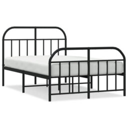 Berkfield Metal Bed Frame With Headboard And Footboard Black 120X190 Cm - thumbnail 2