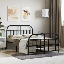 Berkfield Metal Bed Frame With Headboard And Footboard Black 120X190 Cm - thumbnail 1