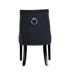 Life Interiors Set Of 2 Black Velvet Dining Chairs Ergonomic Scoop Knockerback & Button Tufted Wood Legs - thumbnail 4