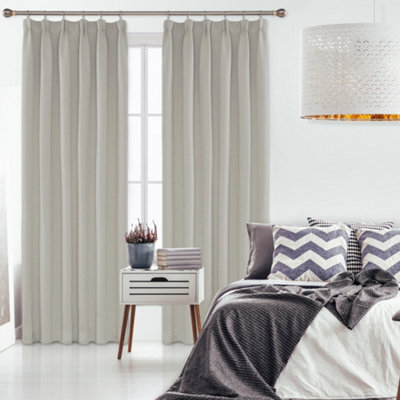 Deconovo Solid Super Soft Thermal Insulated Pencil Pleat Blackout Curtains 46 X 90 Inch Light Beige 2 Panels