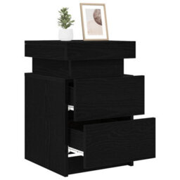 Berkfield Modern Bedside Cabinet With Led Lights Black Oak 35X39X55 Cm - thumbnail 3
