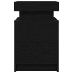 Berkfield Modern Bedside Cabinet With Led Lights Black Oak 35X39X55 Cm - thumbnail 7
