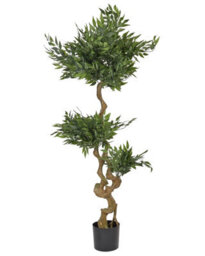 Beliani Artificial Potted Ruscus Tree 166 Cm Green With Cement Base - Indoor Decor Accent - thumbnail 1