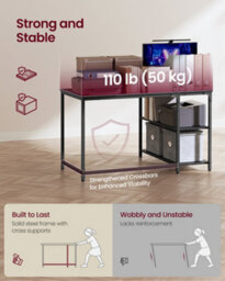 Vasagle Corner Computer Desk With Adjustable Storage Shelves, L Shaped Gaming Table For Office, Black - thumbnail 5