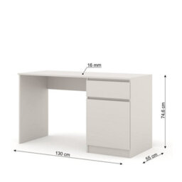 Arte Maja 130Cm Desk - Cashmere, Compact Workstation With Door And Drawer Storage - thumbnail 4