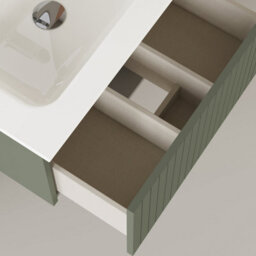 Banyetti Linea Muscat Sage Ribbed Wall Hung Vanity Unit 600mm X 390mm - thumbnail 3