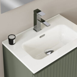 Banyetti Linea Muscat Sage Ribbed Wall Hung Vanity Unit 600mm X 390mm - thumbnail 4