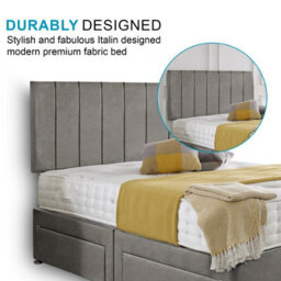 Dining Tables Oslo Matching Headboard Divan Set, 2 Drawer On Same Side With Sprung 1500 Comfort Mattress - Plush Grey - King - thumbnail 3