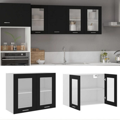 Berkfield Hanging Glass Cabinet Black 80X31X60 Cm Engineered Wood - image 1