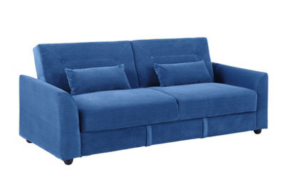 Mattress Guru Verona 3-Seater Clic Clac Sofabed, Ribbed Fabric, Large Hidden Storage, Space Saving Sofa, With Pocket Spring Seats, Blue - image 1