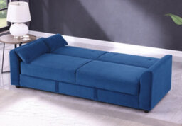 Mattress Guru Verona 3-Seater Clic Clac Sofabed, Ribbed Fabric, Large Hidden Storage, Space Saving Sofa, With Pocket Spring Seats, Blue - thumbnail 3