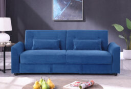 Mattress Guru Verona 3-Seater Clic Clac Sofabed, Ribbed Fabric, Large Hidden Storage, Space Saving Sofa, With Pocket Spring Seats, Blue - thumbnail 4