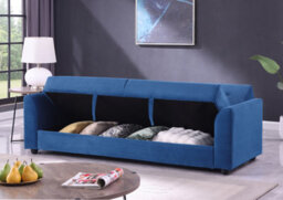 Mattress Guru Verona 3-Seater Clic Clac Sofabed, Ribbed Fabric, Large Hidden Storage, Space Saving Sofa, With Pocket Spring Seats, Blue - thumbnail 2