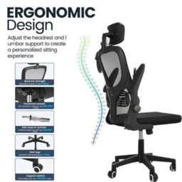 Ergonomics Mesh Back Office Chair Adjustable Headrests And Lumbar Support High - thumbnail 4