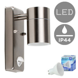 Valuelights Barrow Stainless Steel Outdoor Garden Wall Down Light With Pir Motion Sensor Ip44 Rated With Led Bulb