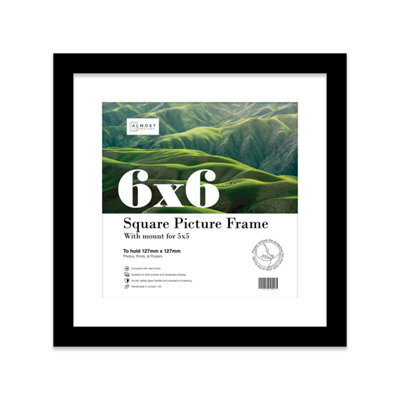 "6X6"" Black Picture Frame - 6X6"" Square Frame With 5X5"" Mount For 6X6""/5X5"" Pictures Art Deco Style Room Decor, 1 Pack" - image 1