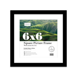 "6X6"" Black Picture Frame - 6X6"" Square Frame With 5X5"" Mount For 6X6""/5X5"" Pictures Art Deco Style Room Decor, 1 Pack" - thumbnail 1